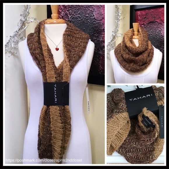 TAHARI LUXE CHUNKY KNIT LONG INFINITY SCARF. A2C - Picture 4 of 7